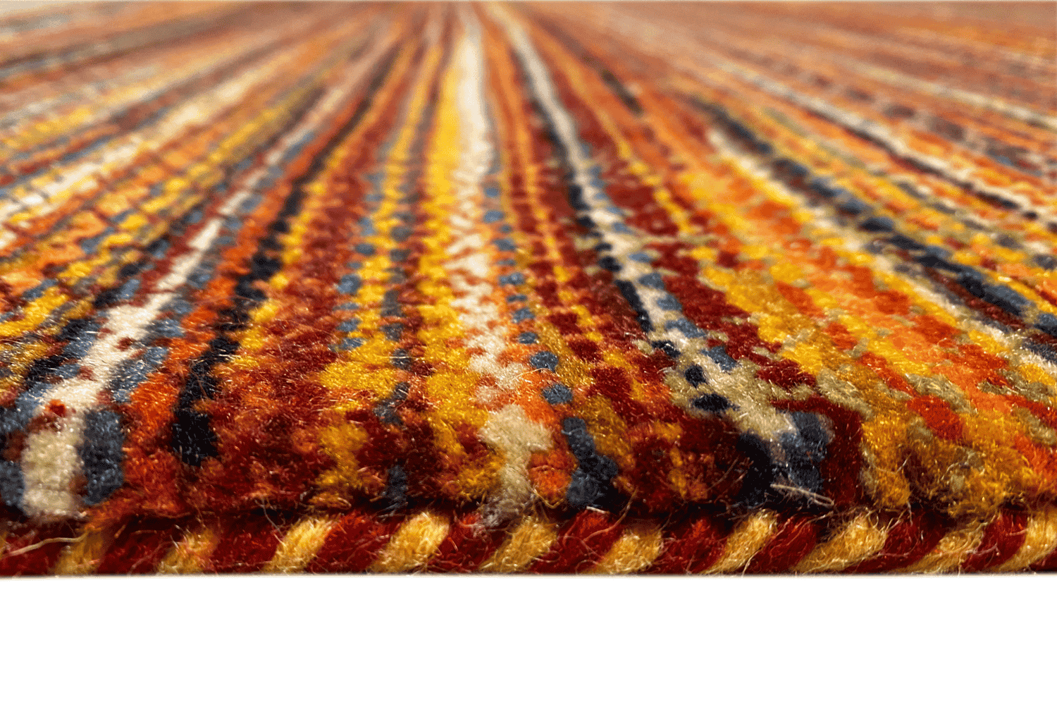 Gabbeh Luri Streifen Multicolor Handgeknüpfter Teppich - 239x160 cm (7.8x5.2 ft) - 100% Wolle - German Carpet Shop