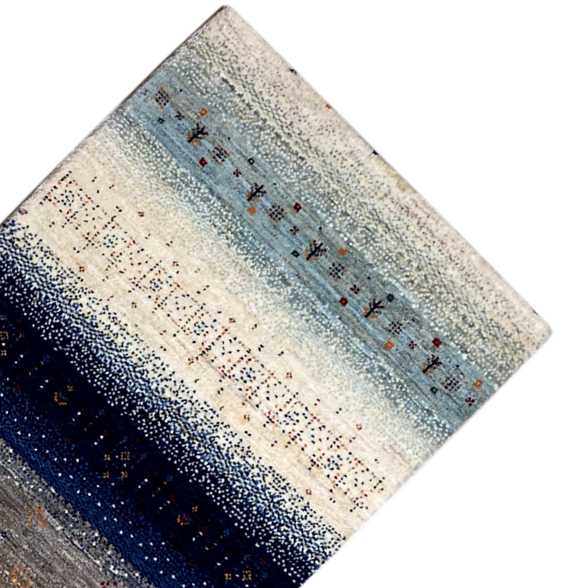 Blauer Gabbeh Teppich Läufer 190x80 cm - German Carpet Shop