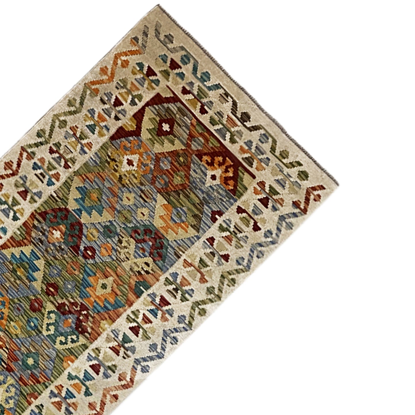 Tapete corredor afegão Kelim 386x87cm