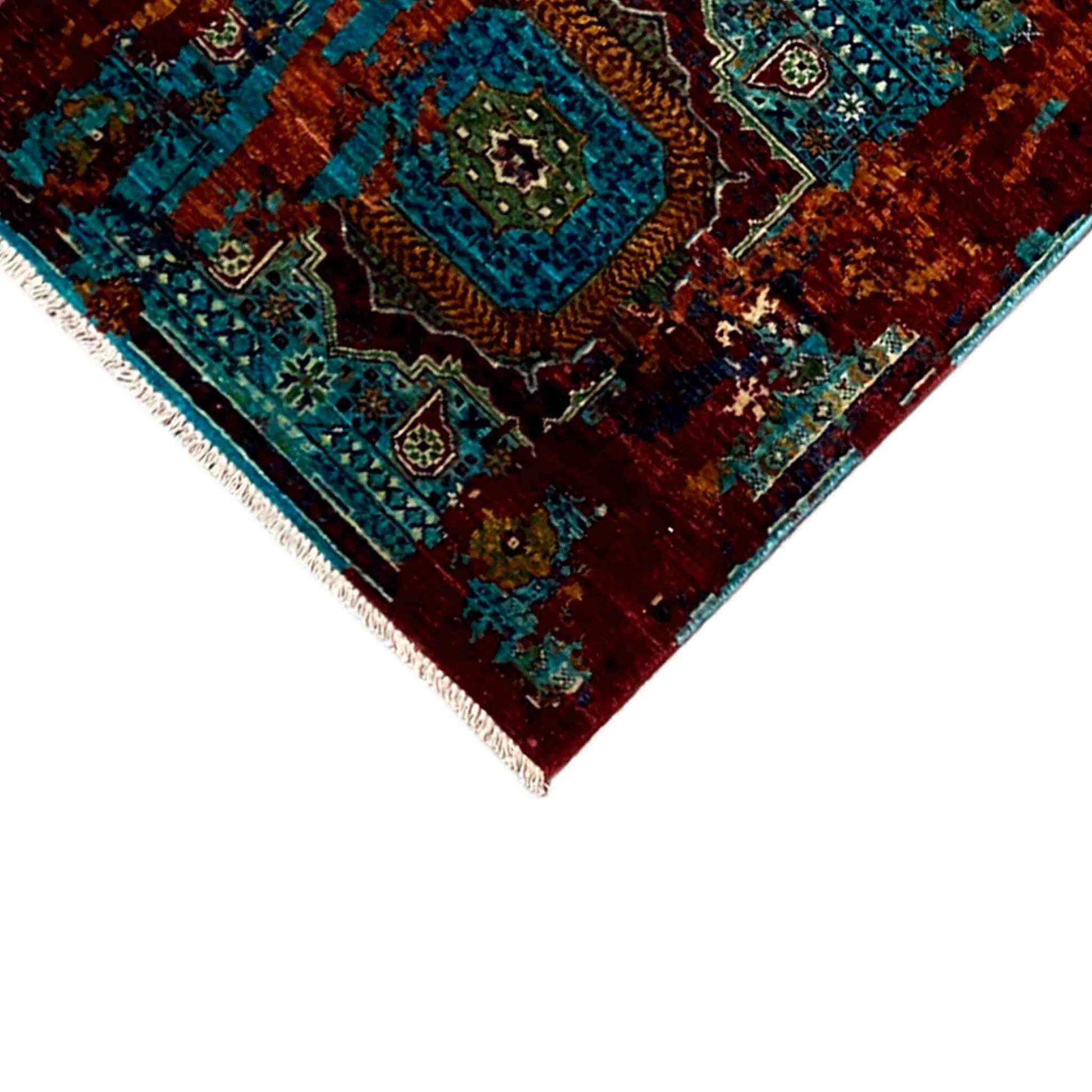 Mamluk Läufer Teppich, Türkis/Mehrfarbig, 252x80 cm - German Carpet Shop