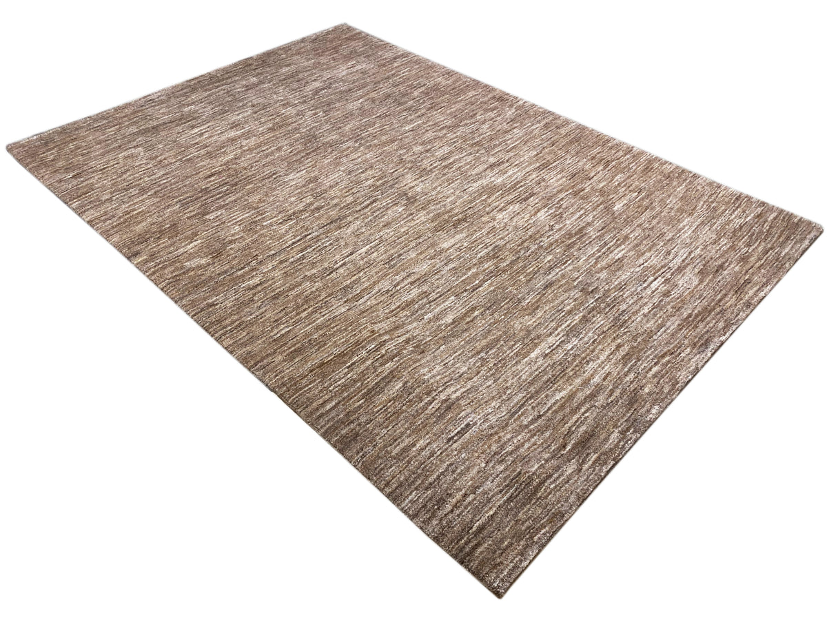Tapete Gabbeh castanho-bege mesclado, com pelo curto, retangular
