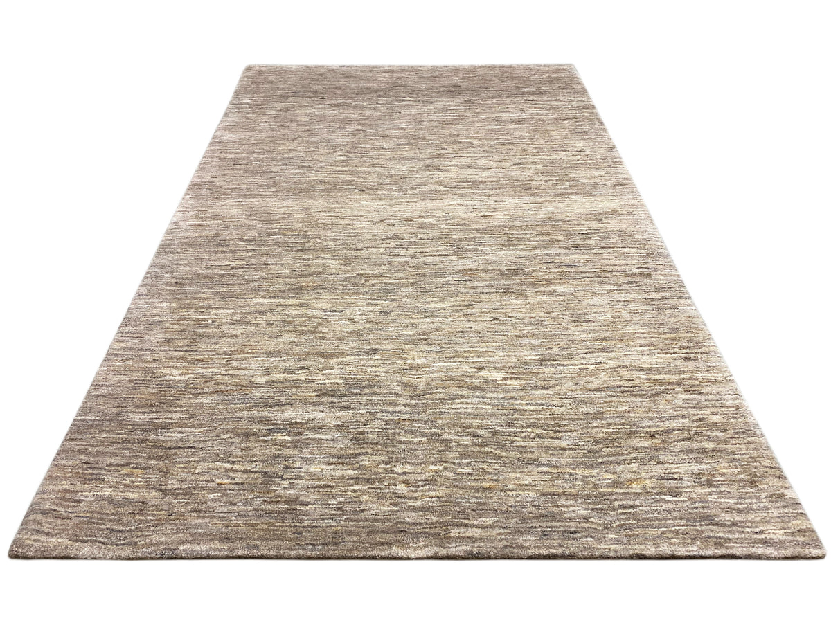 Tapete Gabbeh 290x194, vista trapezoidal/triangular, aspeto mesclado bege-cinza, pelo curto