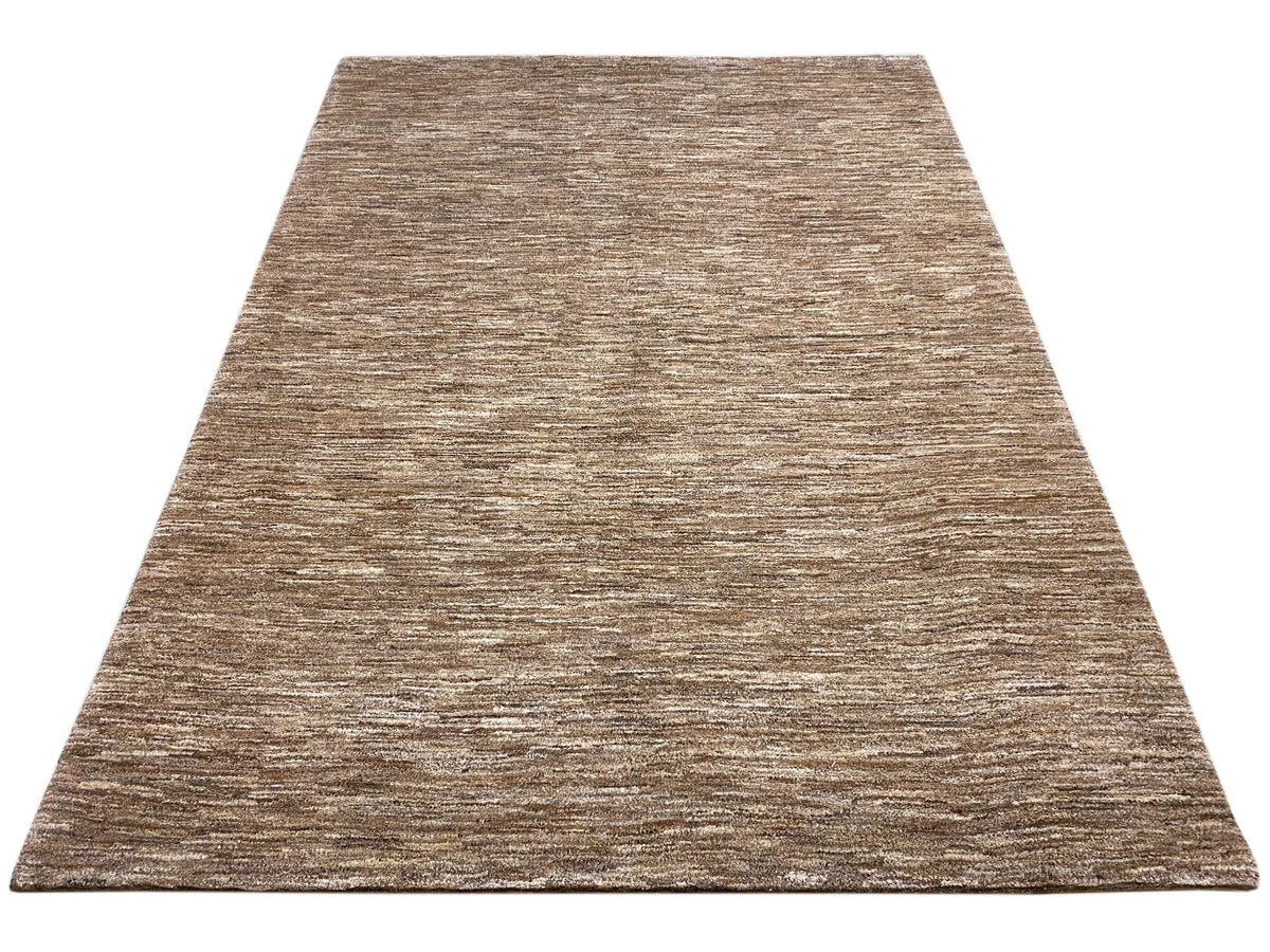 Tapete Gabbeh castanho-bege mesclado, pelo curto com superfície de textura fina