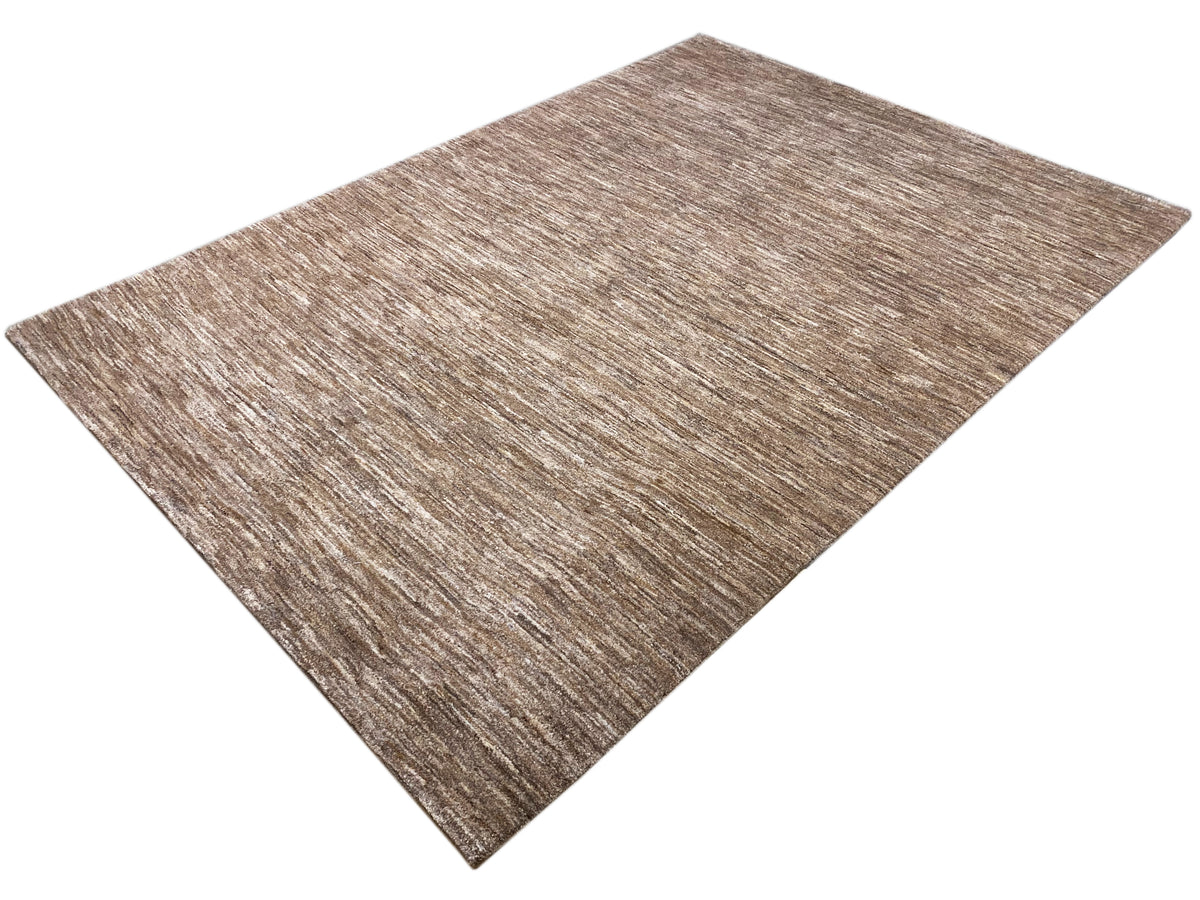 Tapete Gabbeh retangular, castanho-bege mesclado, pelo curto