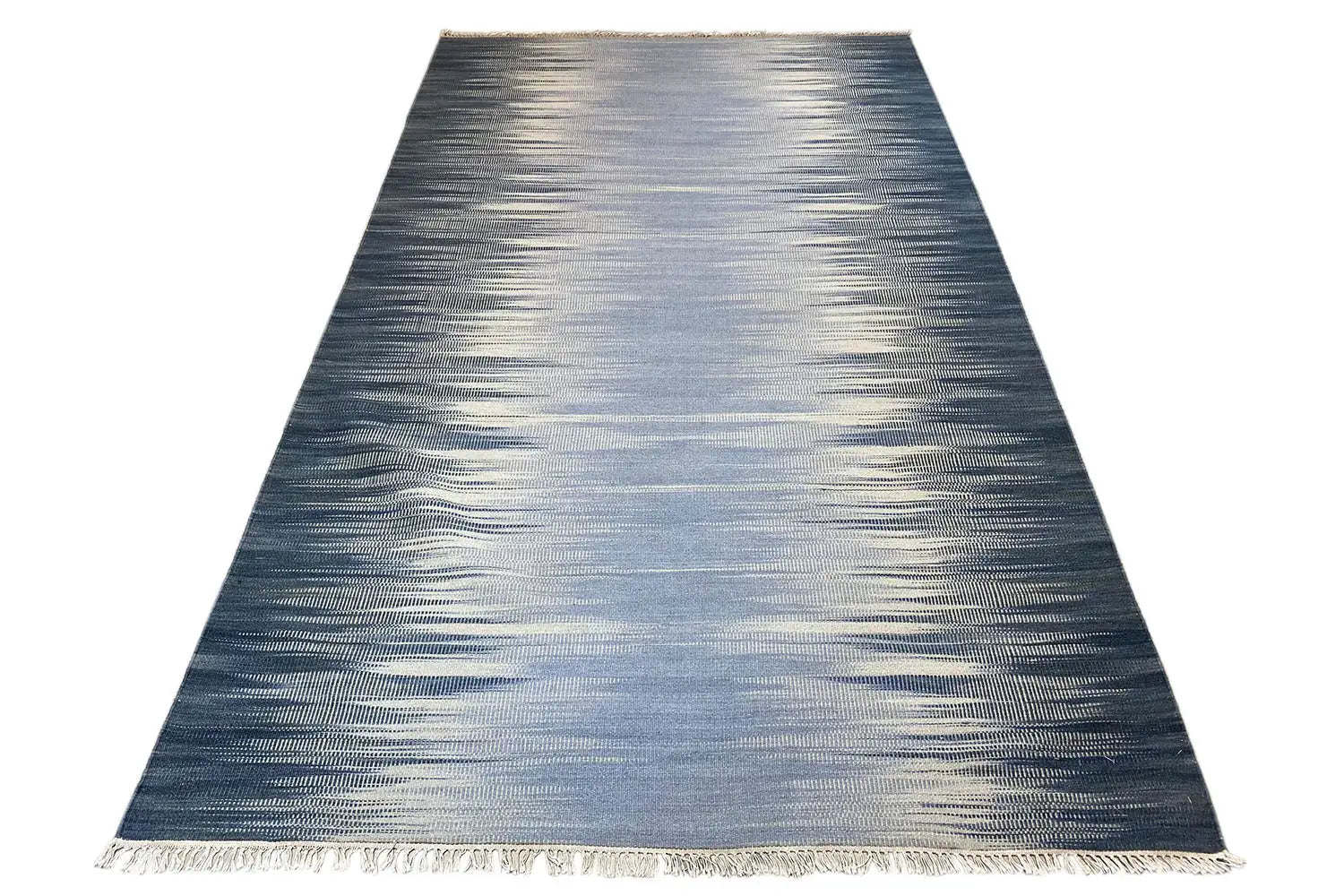 Blauer Ombré Kelim Dhurrie Teppich 160x230 cm - German Carpet Shop