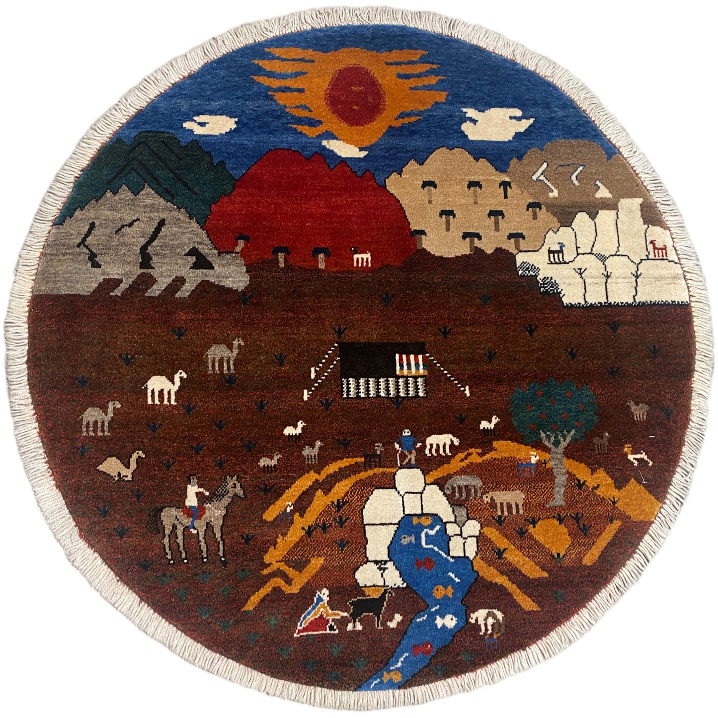 Tapete Gabbeh castanho, 107x107 cm
