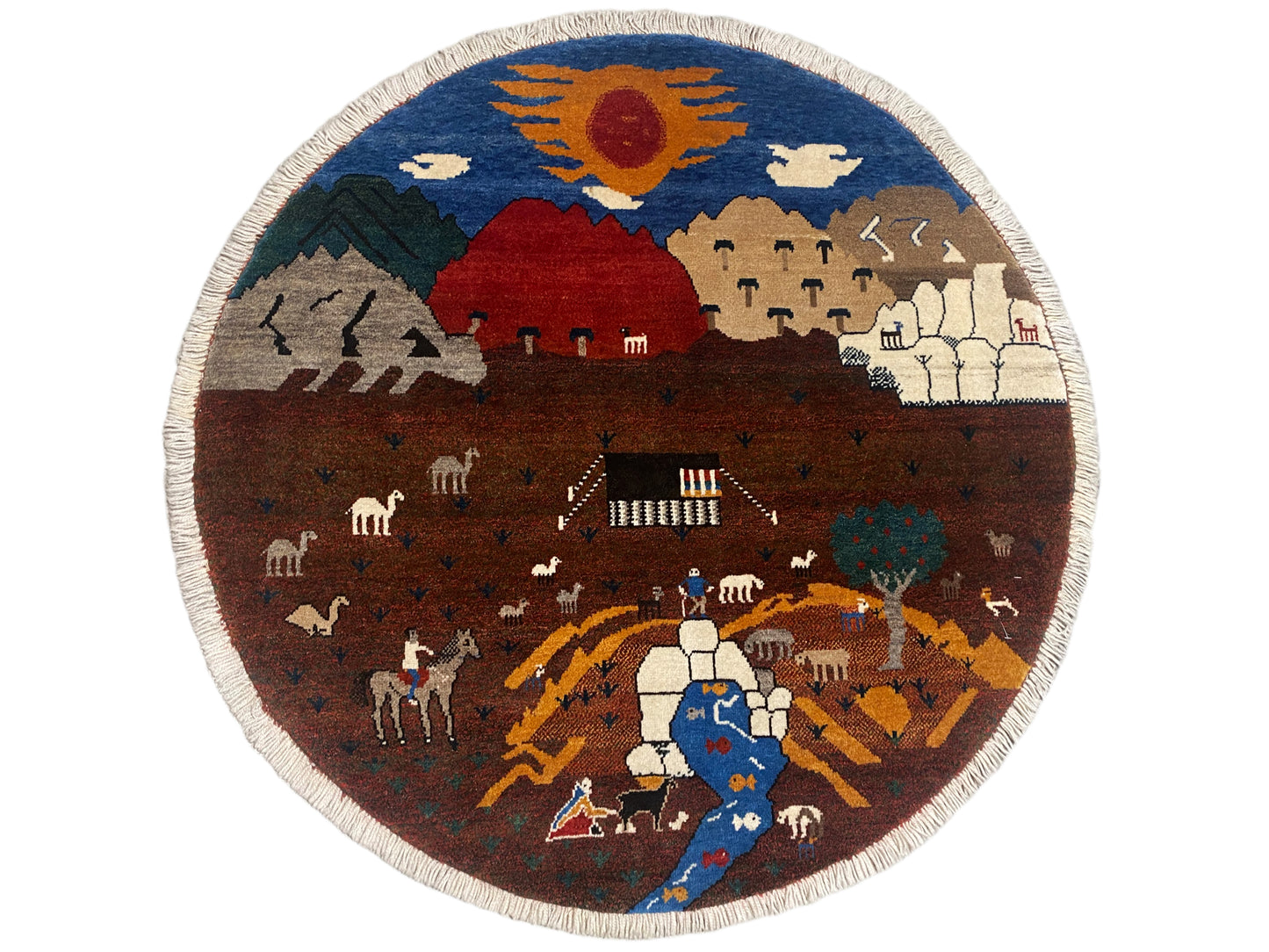 Tapete Gabbeh castanho, 107x107 cm
