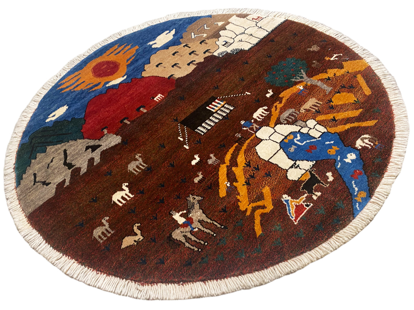Tapete Gabbeh castanho, 107x107 cm