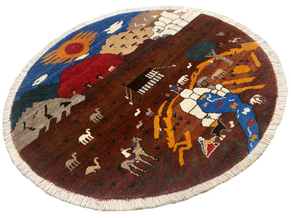 Tapete Gabbeh castanho, 107x107 cm