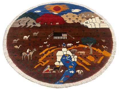Tapete Gabbeh castanho, 107x107 cm