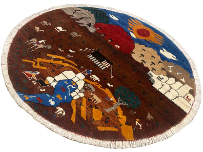 Tapete Gabbeh castanho, 107x107 cm