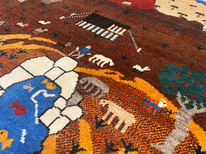 Tapete Gabbeh castanho, 107x107 cm