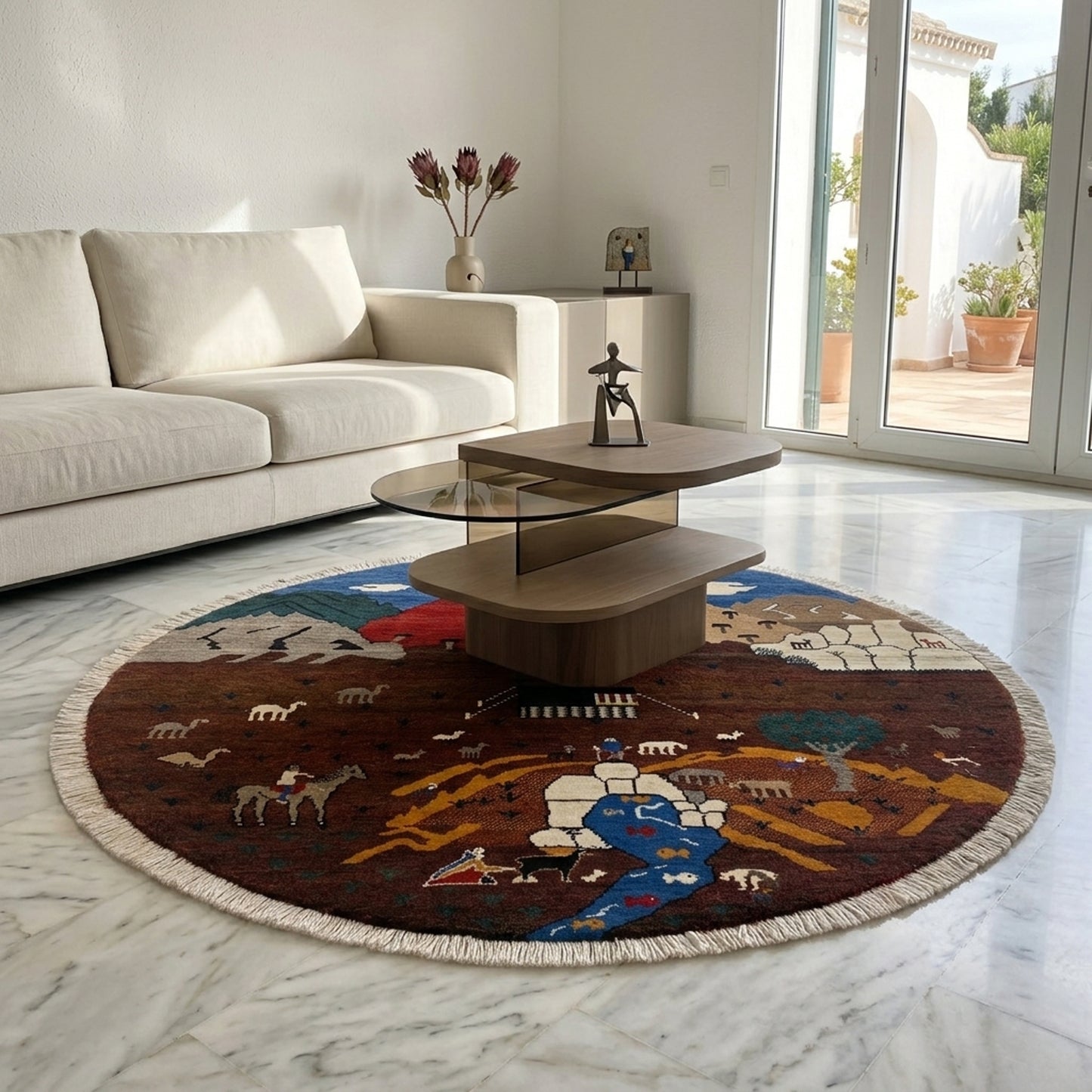 Tapete Gabbeh castanho, 107x107 cm