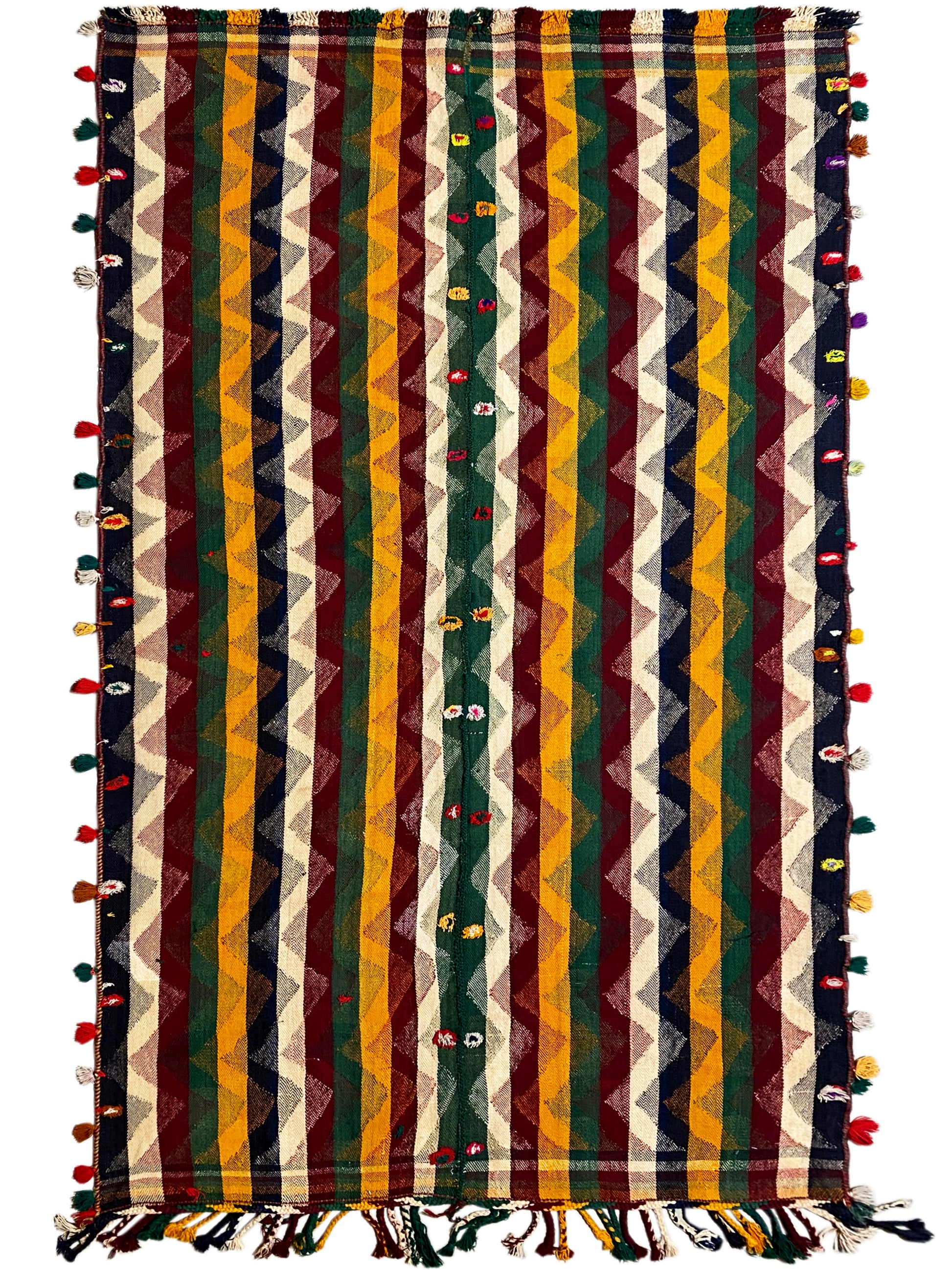 Schlafzimmer Jajim Teppich im farbstarken Boho-Stil mit klaren Streifen