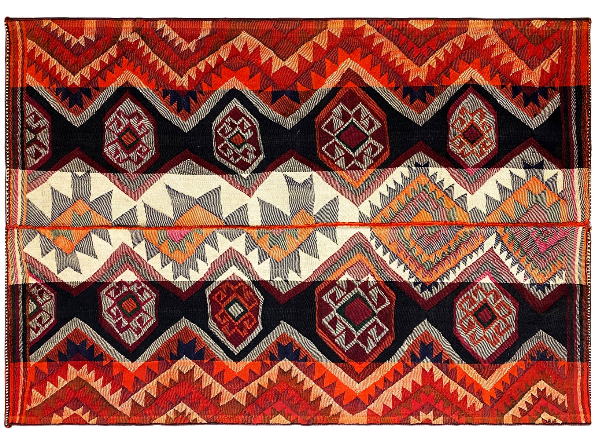 Salon Jajim Teppich Multicolor im ethnisch geometrischen Stil handgefertigt