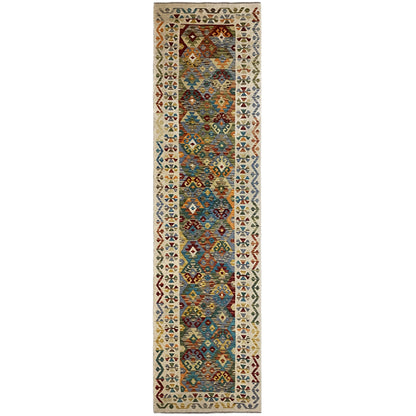 Tapete corredor afegão Kelim 386x87cm