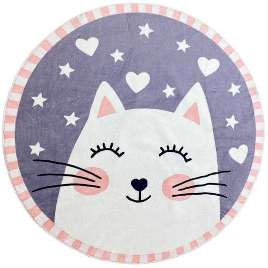 Tapete infantil redondo Gato, 120 cm