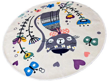 Tapete infantil redondo Gato, branco, 160 cm