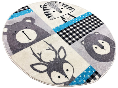 Tapete infantil redondo Animais, 100 cm