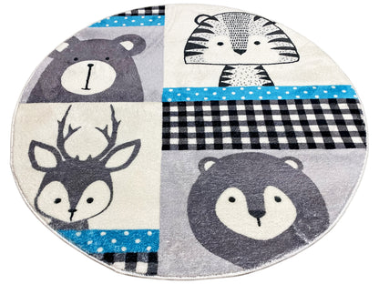 Tapete infantil redondo Animais, 100 cm