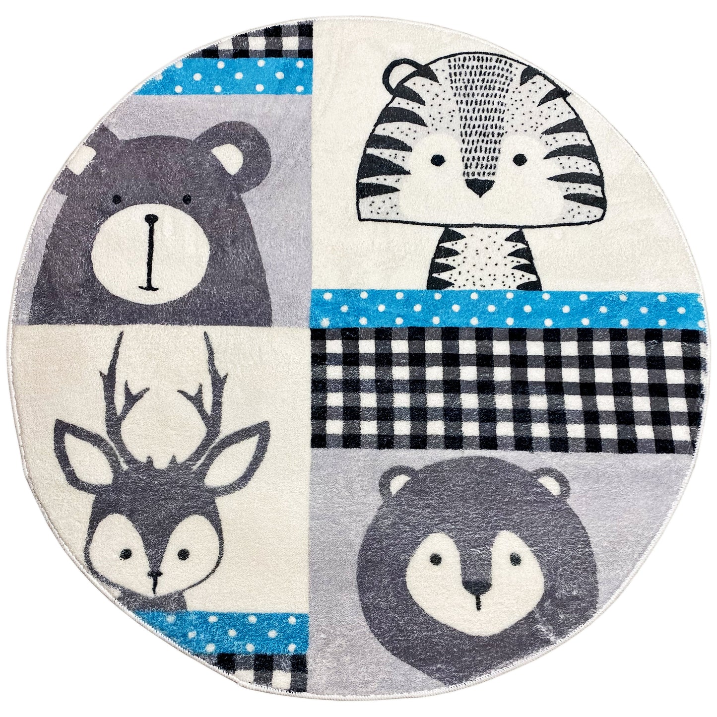 Tapete infantil redondo Animais, 100 cm