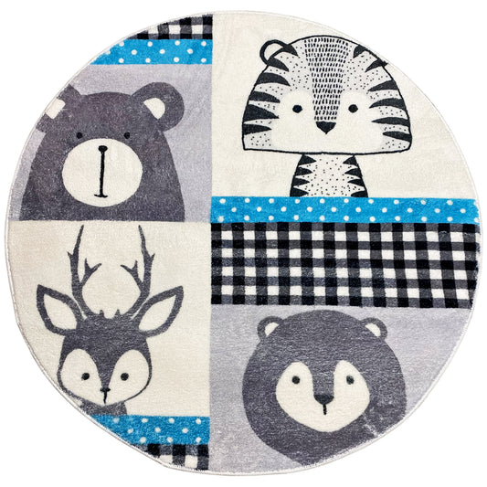 Tapete infantil redondo Animais, 100 cm