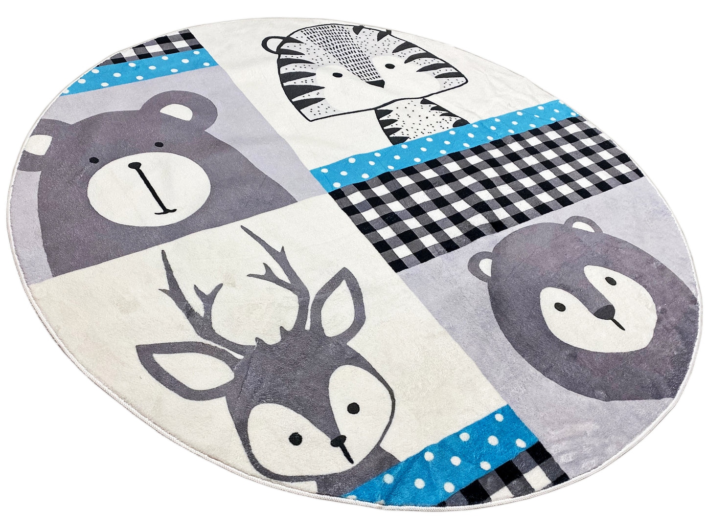 Tapete infantil redondo Animais, 120 cm