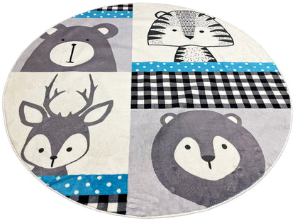 Tapete infantil redondo Animais, 120 cm