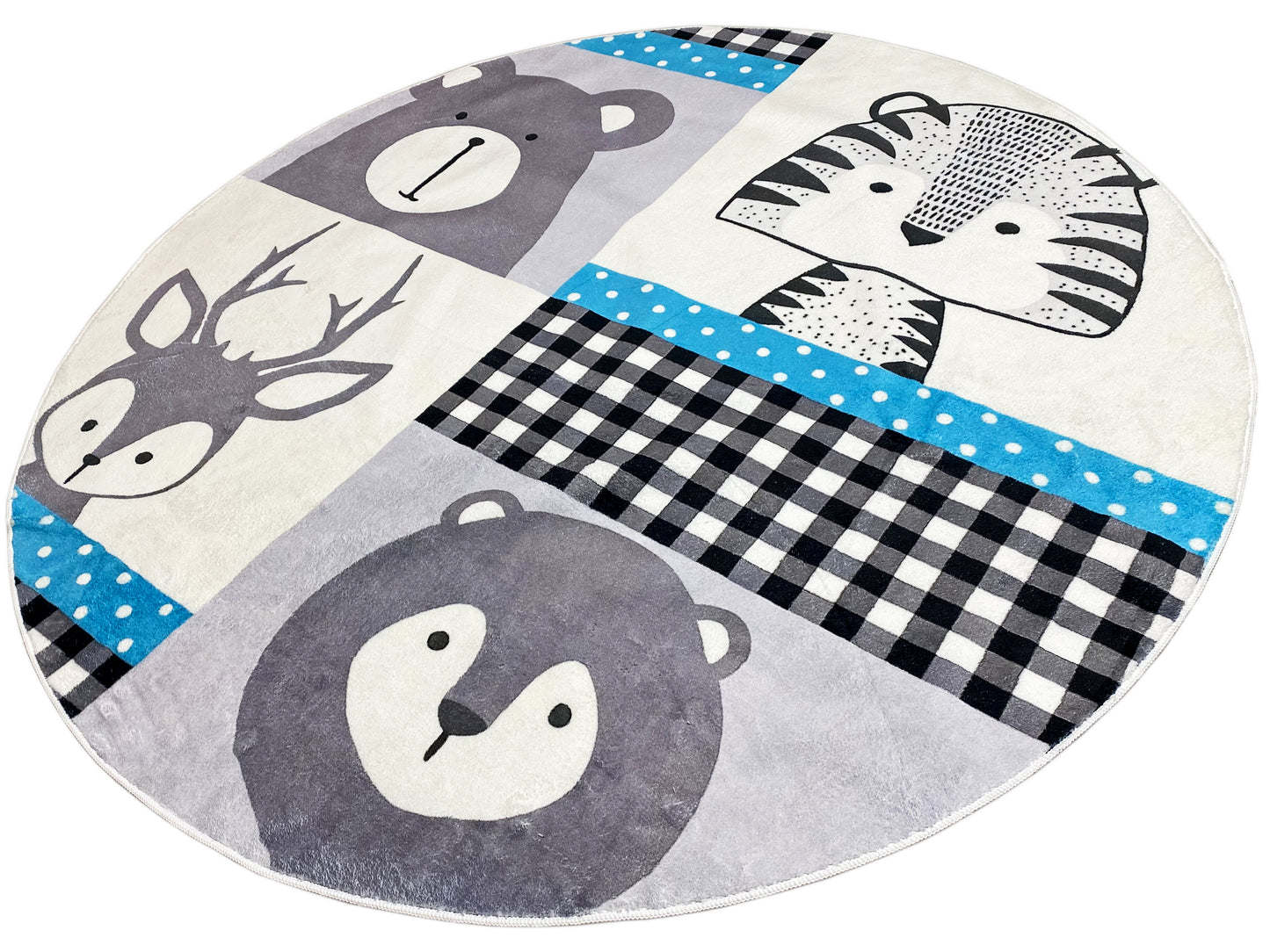 Tapete infantil redondo Animais, 120 cm