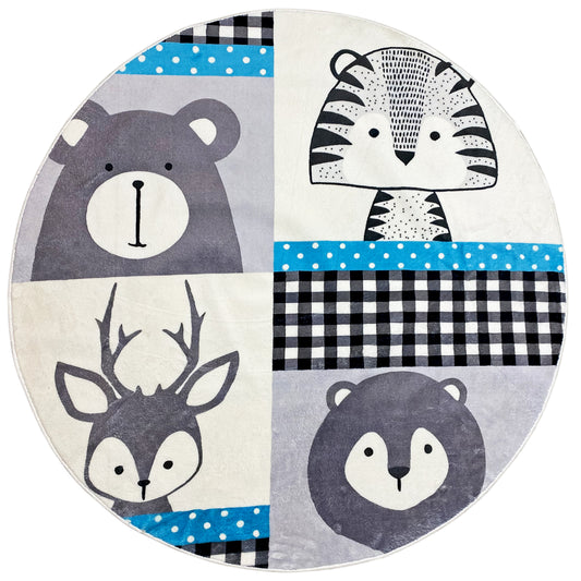 Tapete infantil redondo Animais, 120 cm