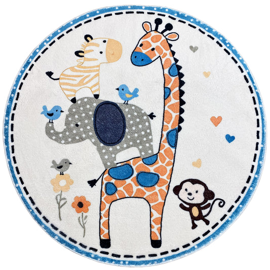 Tapete infantil redondo Animais, 100 cm