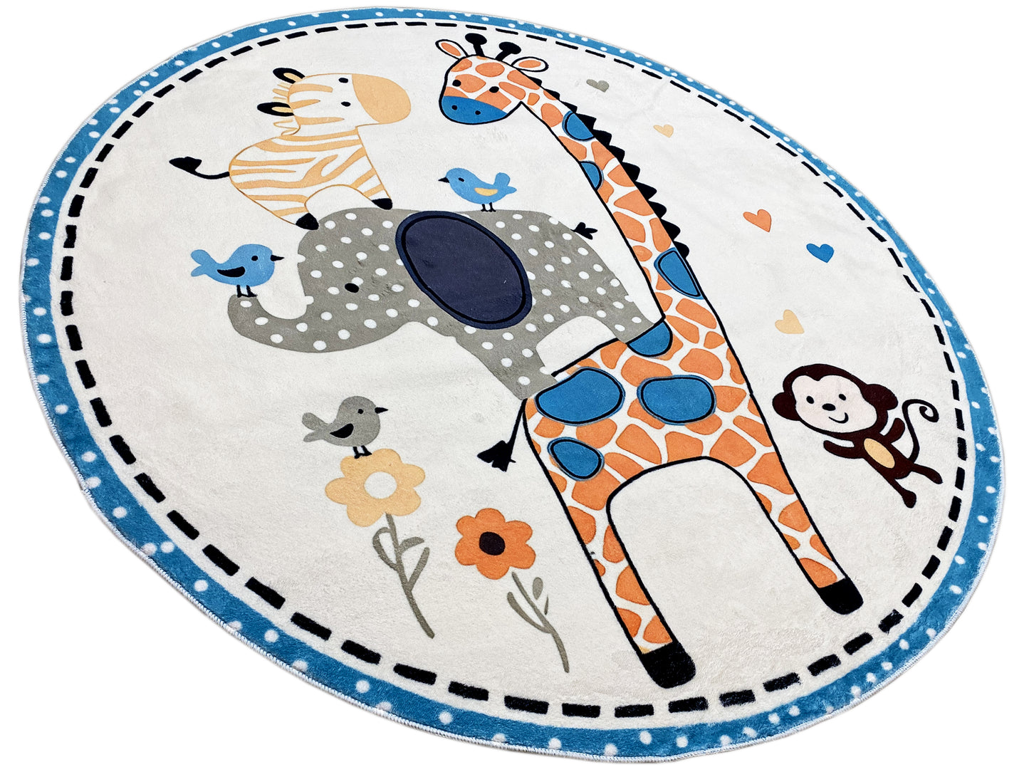 Tapete infantil redondo Animais, 120 cm