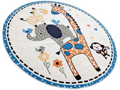 Tapete infantil redondo Animais, 120 cm