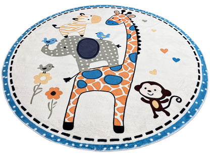 Tapete infantil redondo Animais, 120 cm