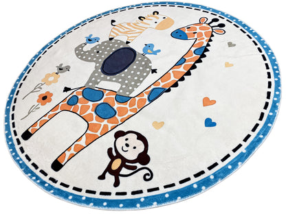 Tapete infantil redondo Animais, 120 cm