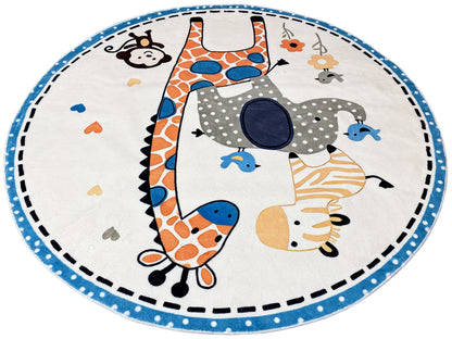 Tapete infantil redondo Animais, 120 cm