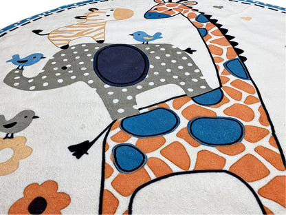 Tapete infantil redondo Animais, 120 cm