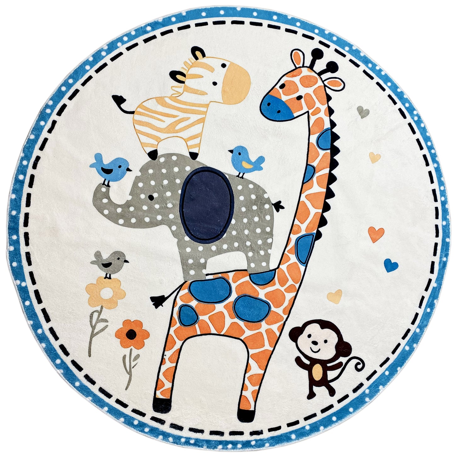 Tapete infantil redondo Animais, 120 cm