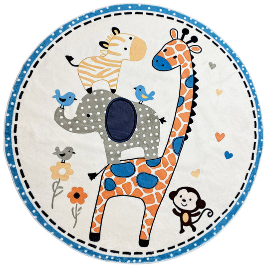 Tapete infantil redondo Animais, 120 cm
