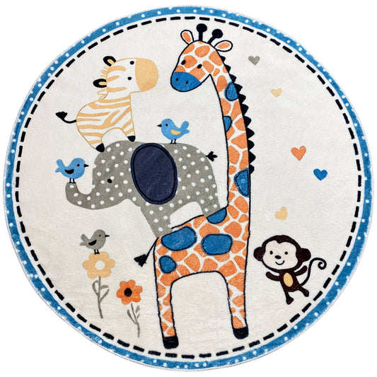 Tapete infantil redondo Animais, 160 cm