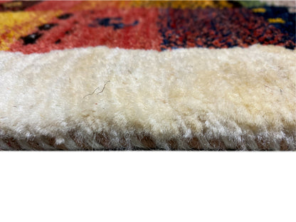 Tapete Gabbeh Luri 145x105 cm, grande plano da extremidade clara do pelo com franjas