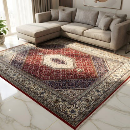 Wohnzimmer Orientalischer Bidjar Wollteppich rot mit floralen Ornamenten, handgeknüpft, 255x202 cm