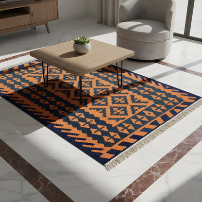 Wohnzimmer Kelim Qashqai Teppich 145x104 cm aus handversponnener Naturwolle