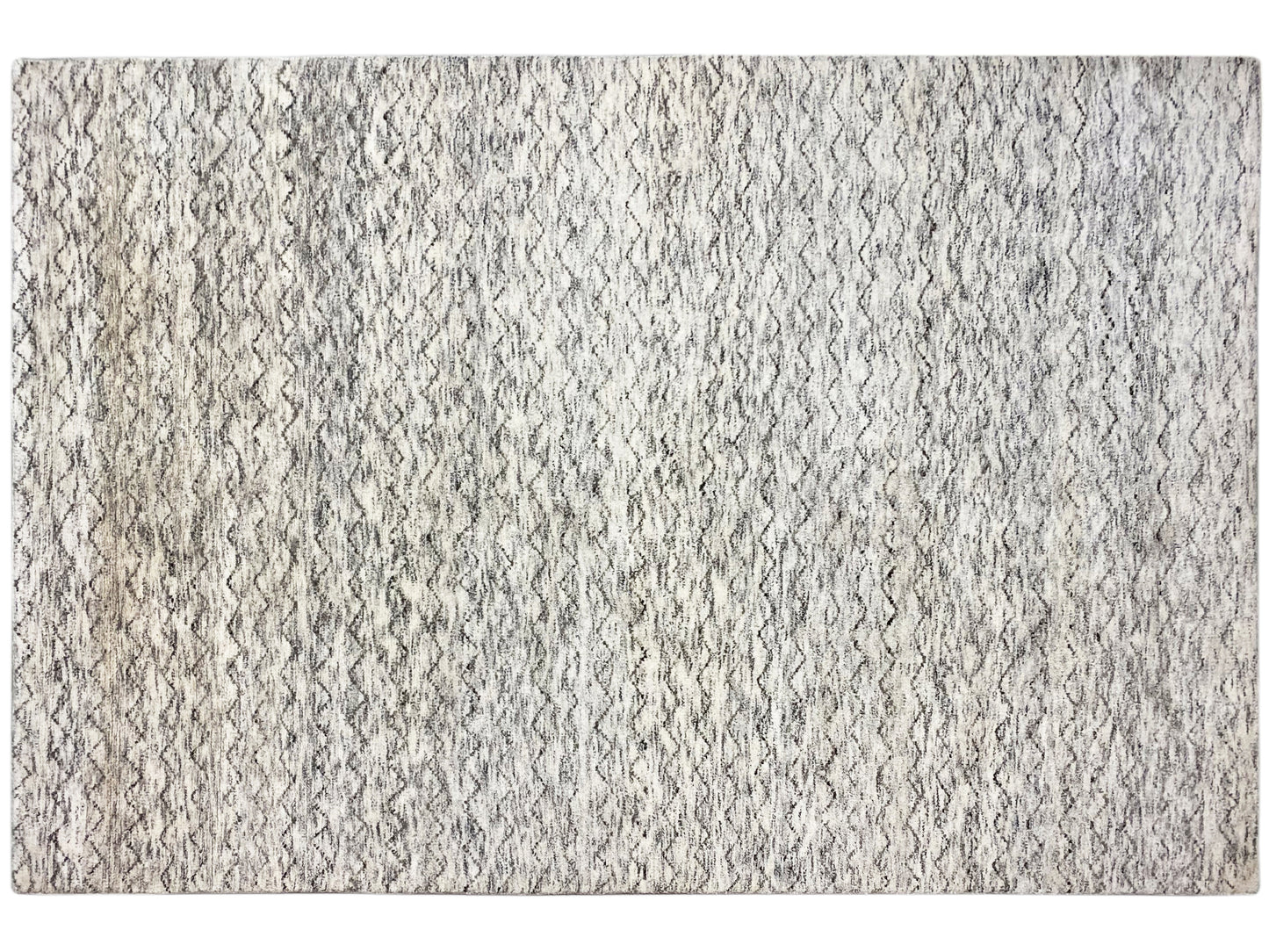 Grauer Wollteppich im Berber Stil mit minimalistischem Ethno-Design