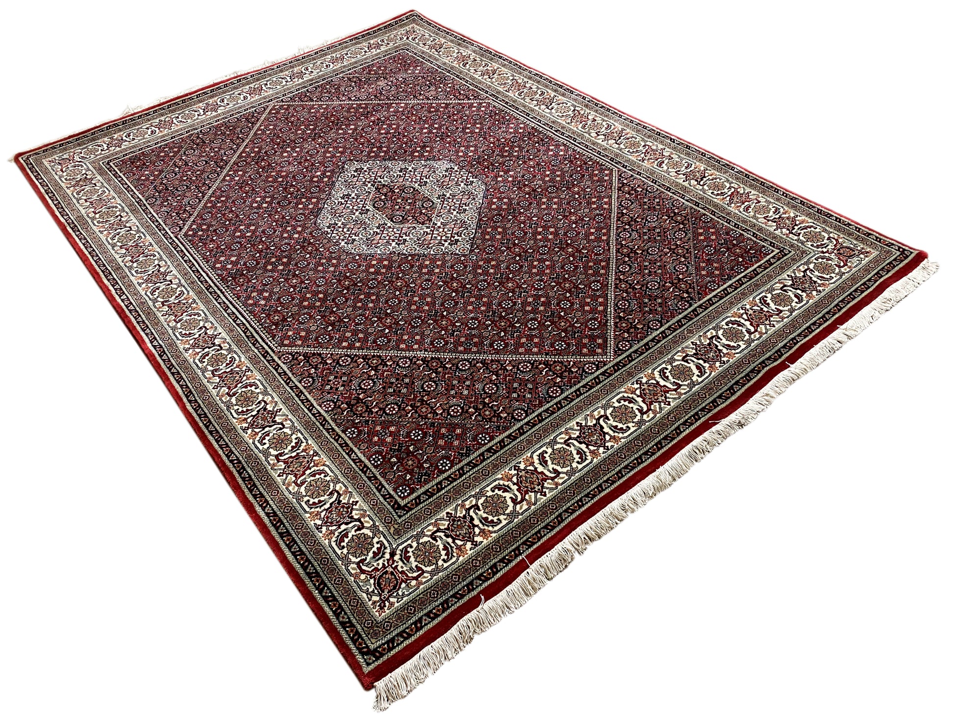 Bidjar Wollteppich rot, dicht geknüpft, traditionelles Muster, German Carpet Shop