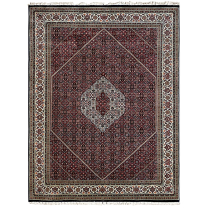 Handgeknüpfter Bidjar Teppich aus Wolle in Rot und Creme, 245x180 cm