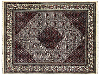 Großer Bidjar Teppich bordeaux-creme, langlebig und dicht geknüpft