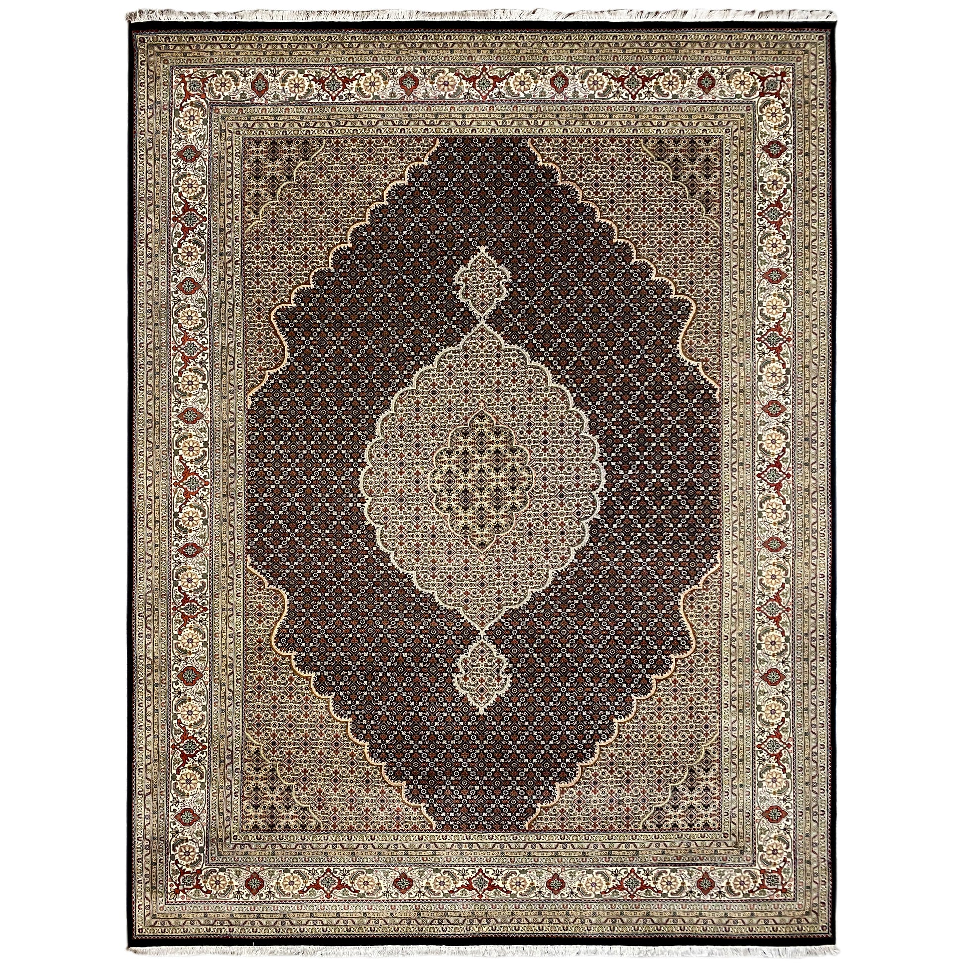 Premium Indo Tabriz Teppich braun creme German Carpet Shop