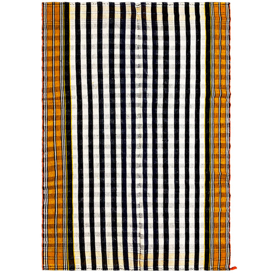 Wohnzimmer handgewebter Jajim Teppich in Schwarz-Weiß mit traditionellem Karomuster