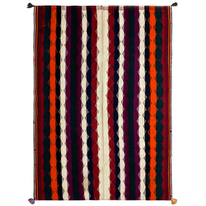 Handgewebter Jajim Teppich Wolle Mehrfarbig